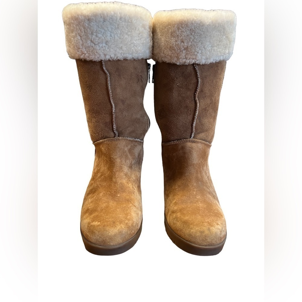 UGG Australia Joslyn Women's Size 9 Brown Suede Shearling-Lined Wedge Boots‌